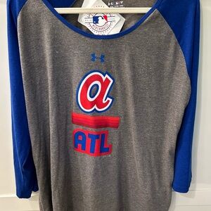 Atlanta Braves Women's Blue and Gray Long Sleeve Tee